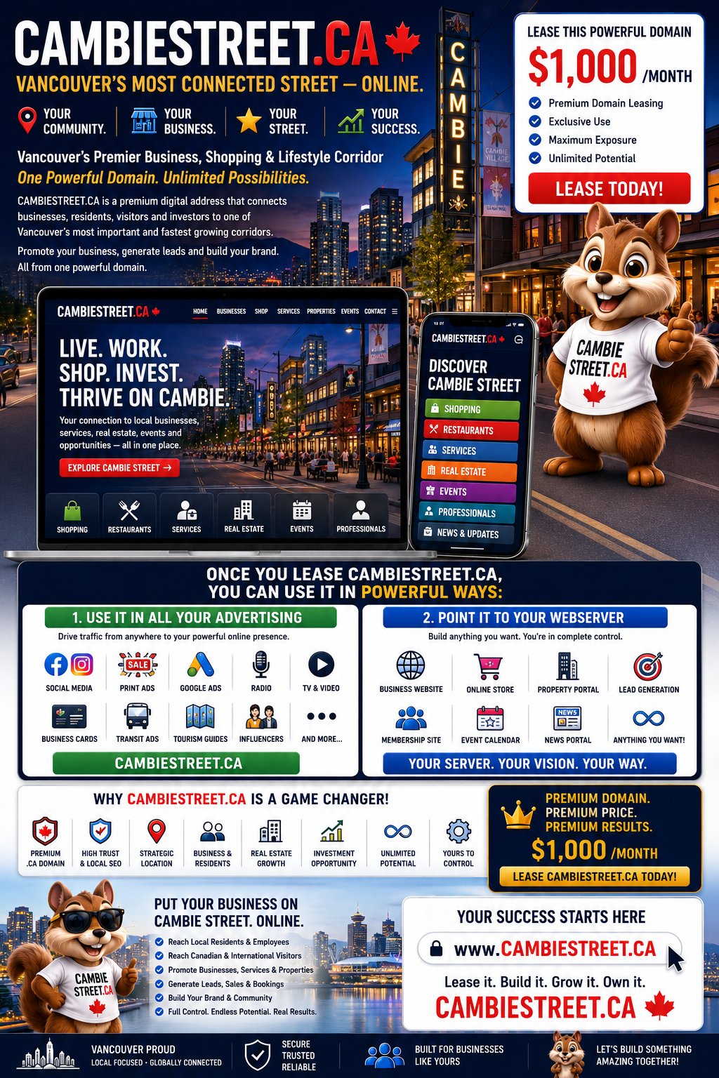 CambieStreet.ca – Vancouver's Most Connected Street Online. Lease for $1,000/month.